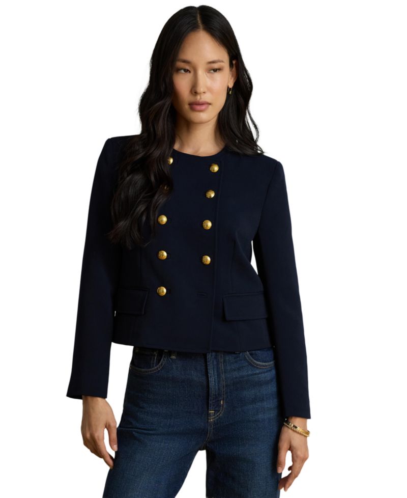 Women's Sable Crepe Double-Breasted Cropped Jacket