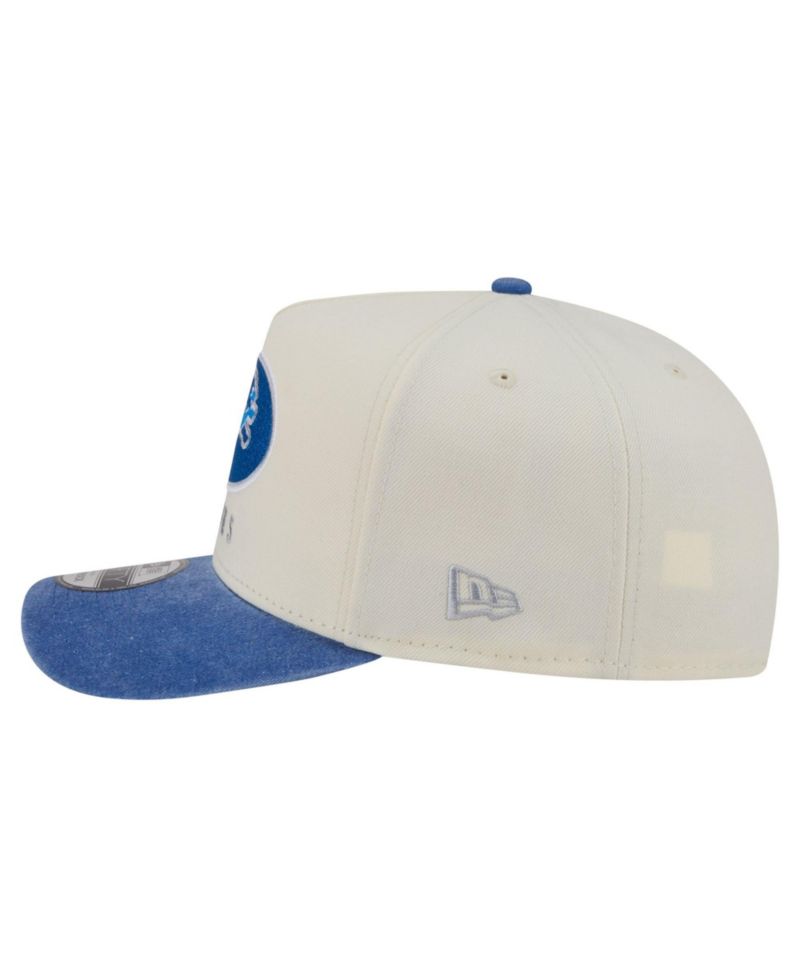 Men's Cream/Blue Detroit Lions Washed A-Frame 9FIFTY Snapback Hat