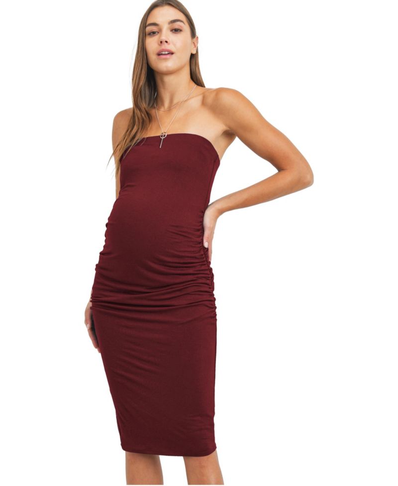 Women's Ruched Strapless Bodycon Dress