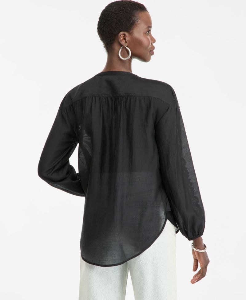 Women's Long Sleeve Lace-Trim Blouse