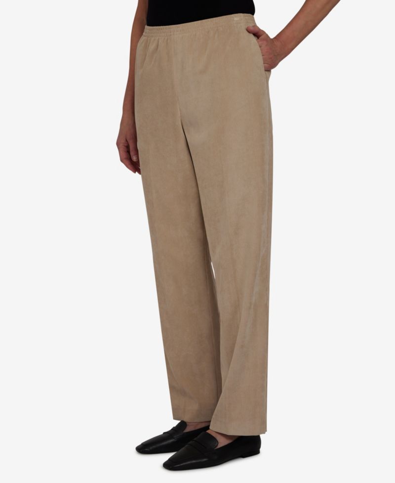 Women's Classic Corduroy Elastic Waist Short Length Pants