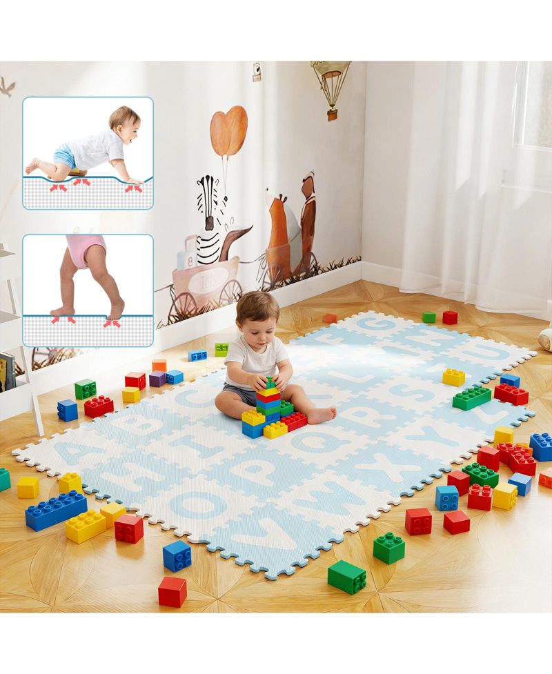26-Piece Interlocking ABC Play Mats with Detachable Letters