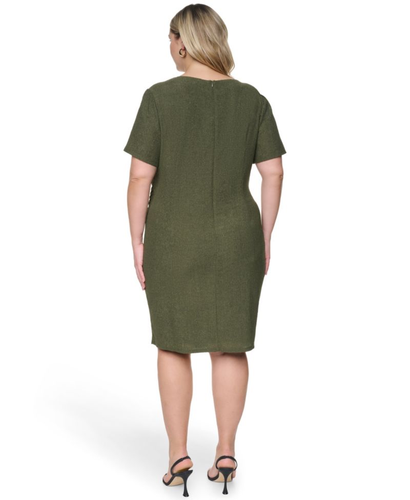 Plus Size Jewel Neck Short-Sleeve Dress
