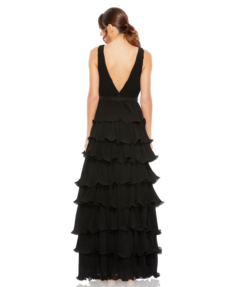 Women's Sleeveless Ruffle Tiered Evening Gown