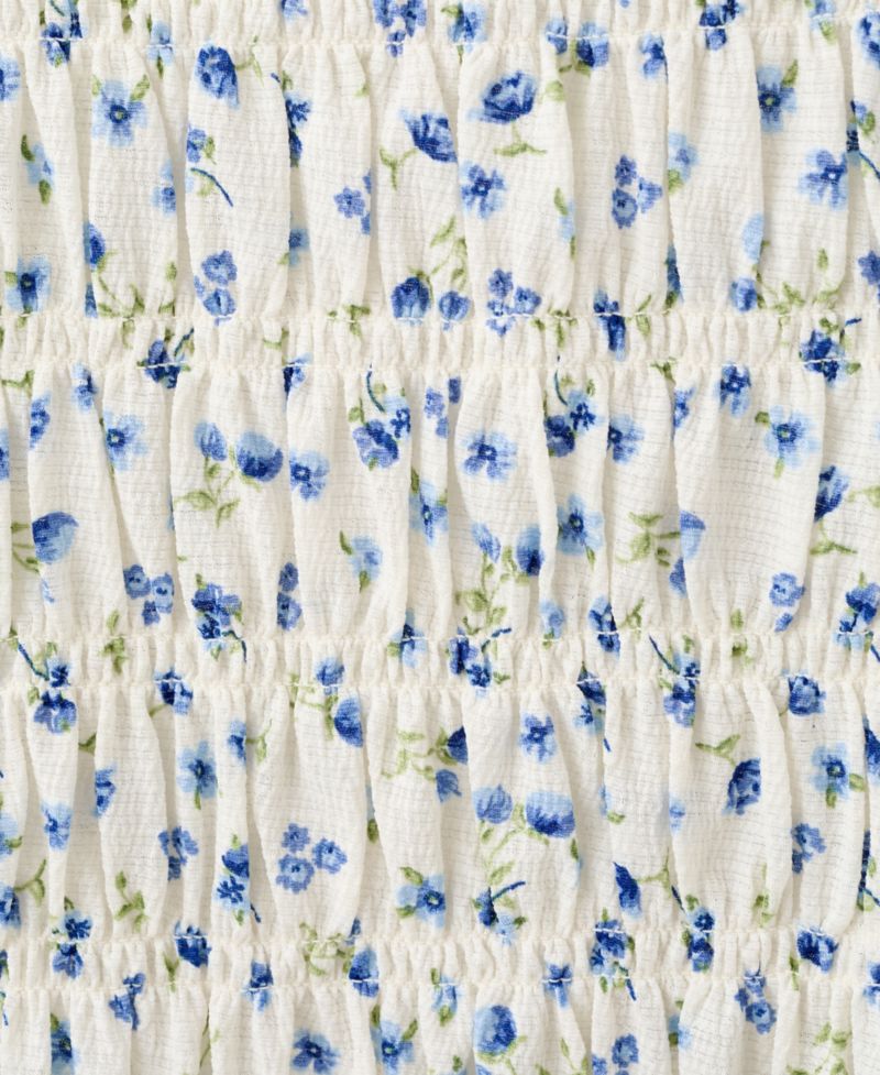 Women's Floral-Print Ruched Square Neck Dress