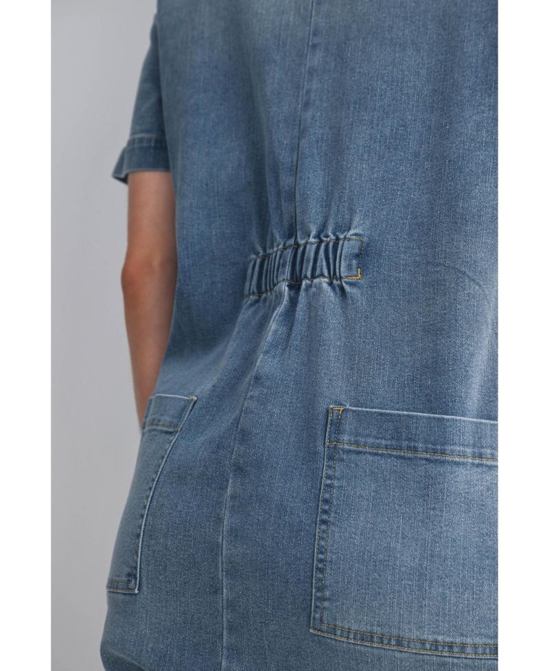 Maternity Nursing-Friendly Button Down Collared Short Sleeve Romper