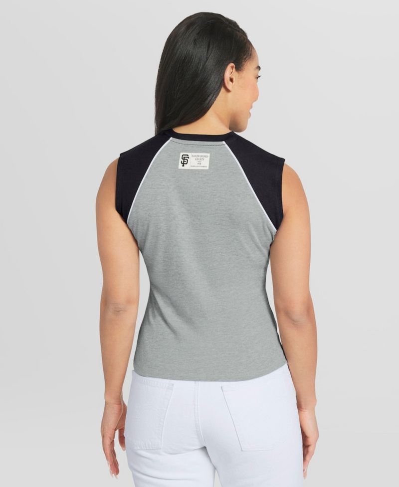 Women's Heather Gray San Francisco Giants Cropped Raglan Tank Top