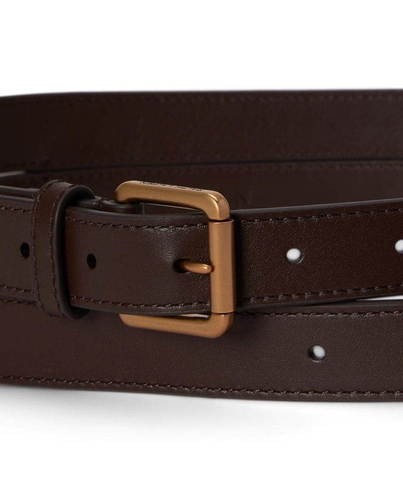Women's Leather Double-Buckle Stacked Wide Belt