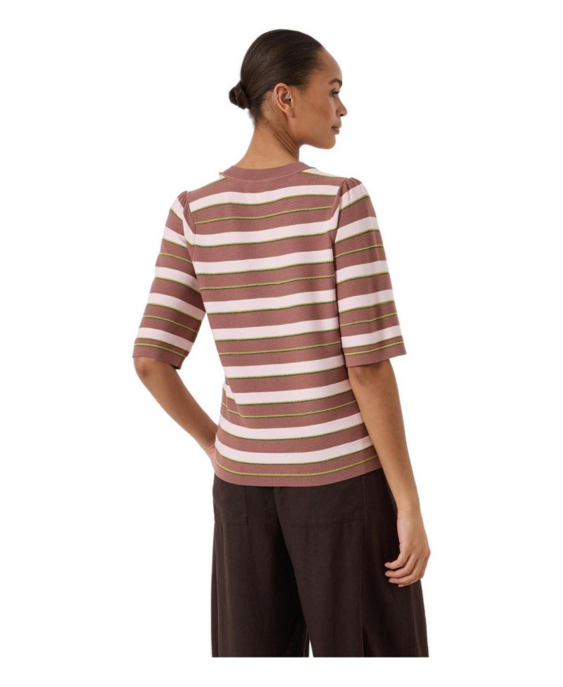 Women's Gathered Shoulder Stripe T-Shirt
