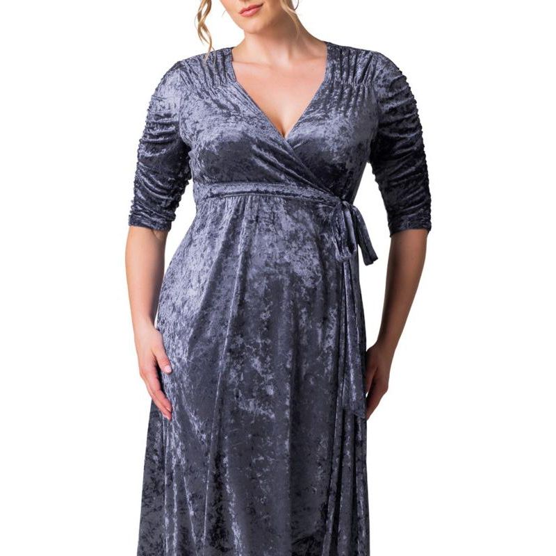 Plus Size Cara Velvet High Low Long Wrap Dress