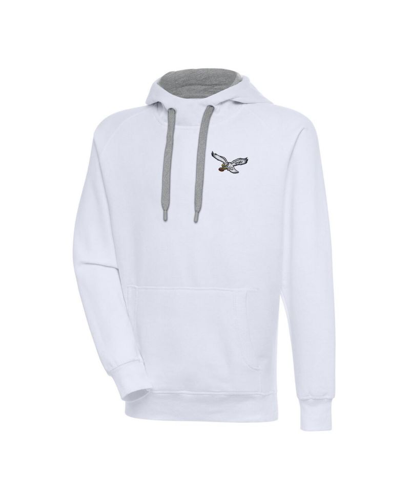 Men's White Philadelphia Eagles Throwback Logo Victory Pullover Hoodie