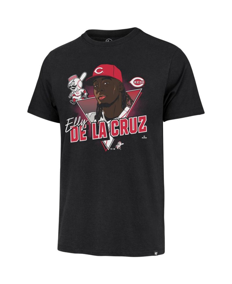 Men's Elly De La Cruz Black Cincinnati Reds Player Caricature Franklin T-Shirt