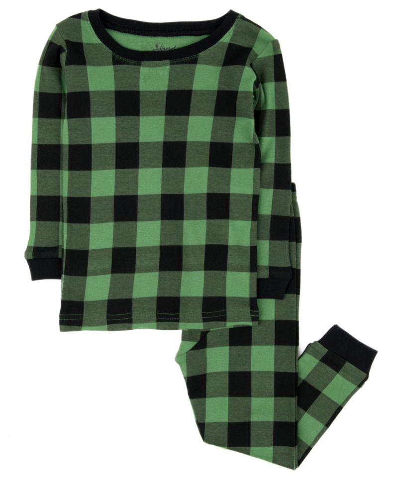 Kids Two Piece Cotton Plaid Holiday Pajamas