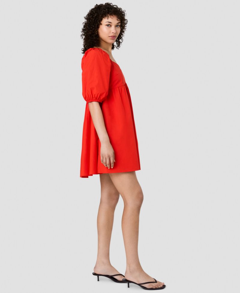 Women's Puff-Sleeve Sweetheart Neck Mini Dress