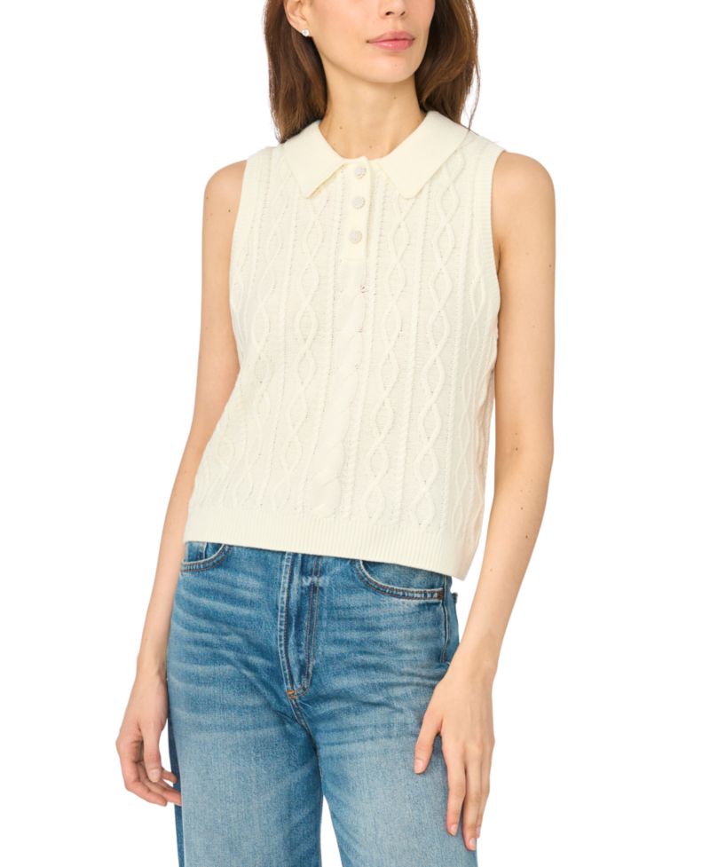 Women's Cable-Knit Collared Vest