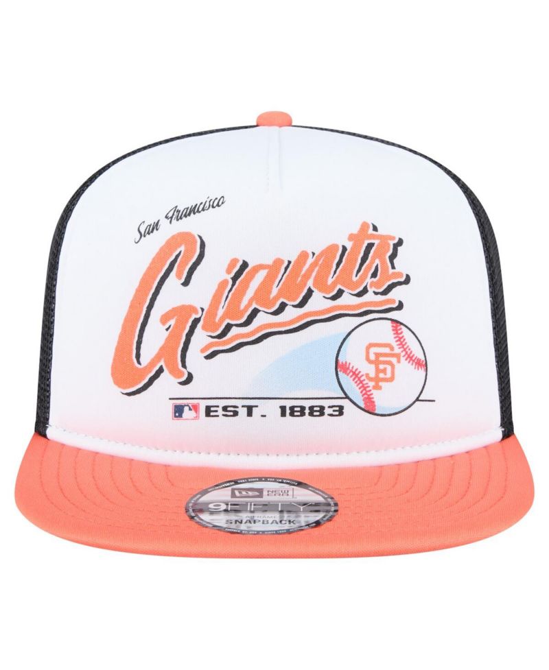 Men's White/Orange San Francisco Giants Retro Script Trucker 9FIFTY Snapback Hat