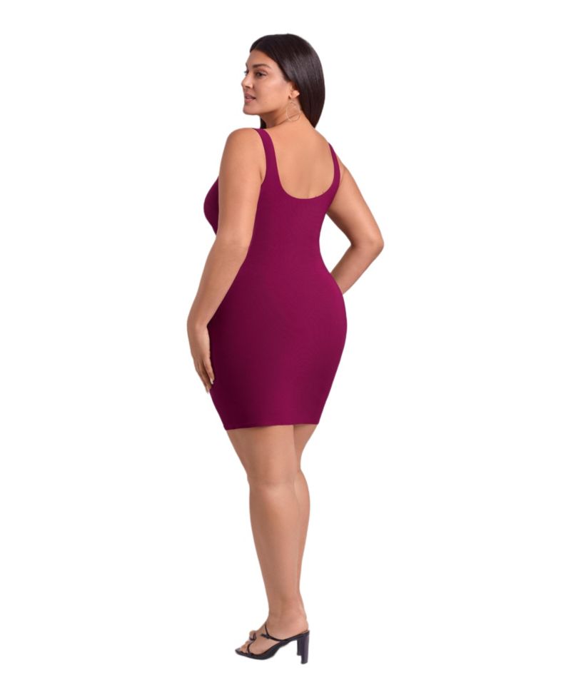 Women's Shirred Waist Square Neck Sculpting Tank Mini Dress