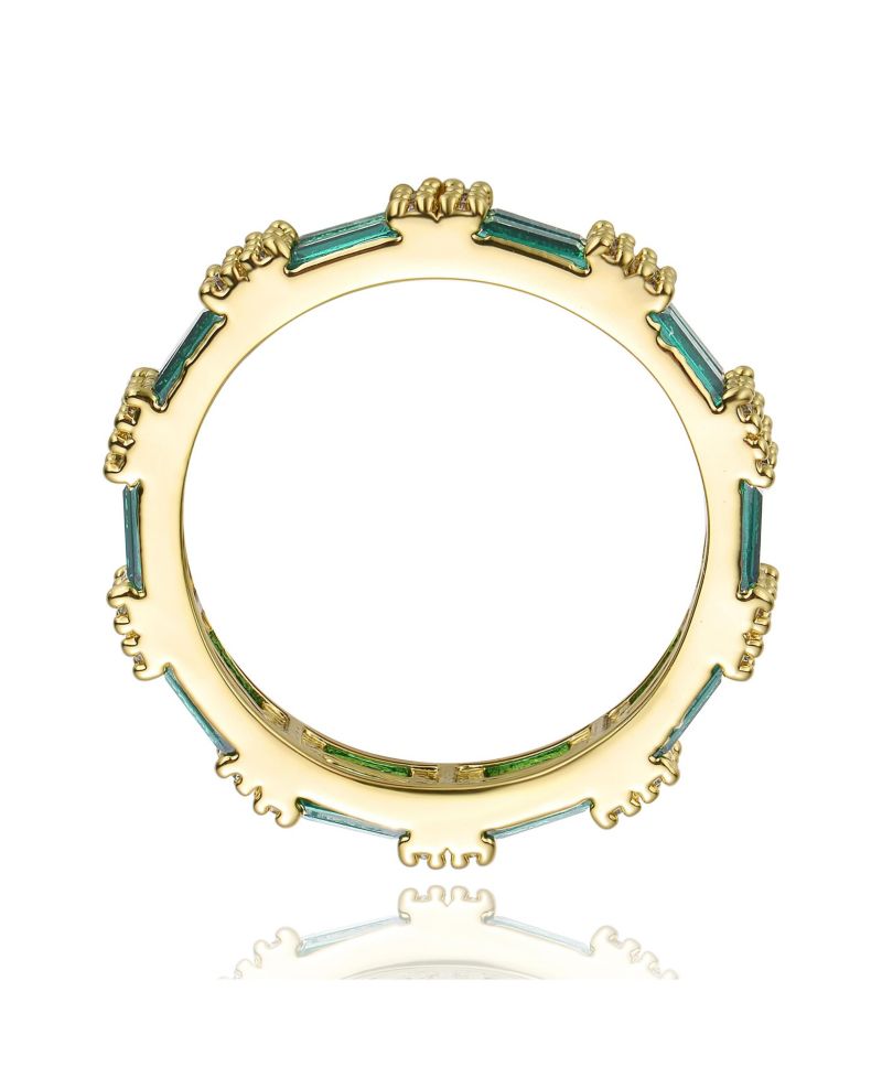 14k Gold Plated with Green & Cubic Zirconia Band Eternity Ring