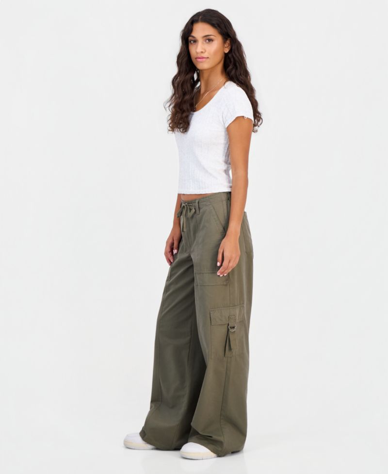 Juniors' Butter Twill Wide-Leg Cargo Pants