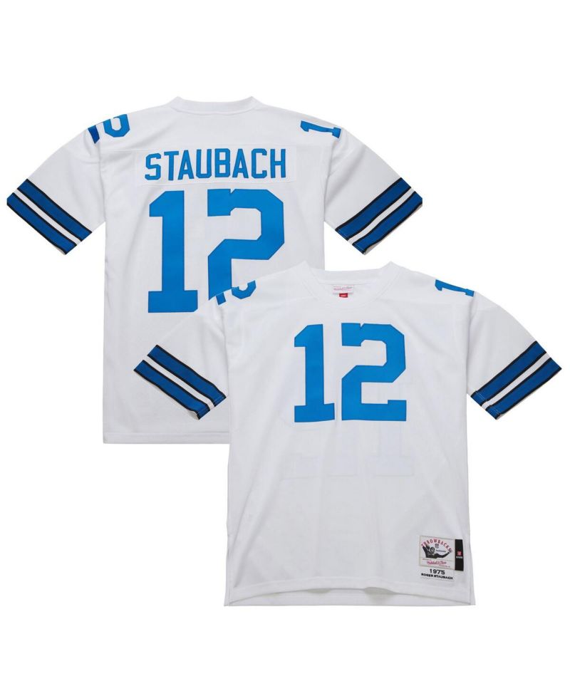 Men's Roger Staubach White Dallas Cowboys 1975 Authentic Throwback Retired Player Jersey