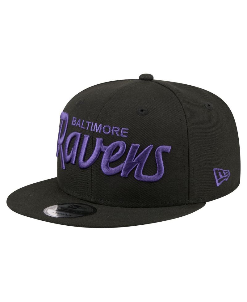 Men's Black Baltimore Ravens Core Team Script 9FIFTY Snapback Hat