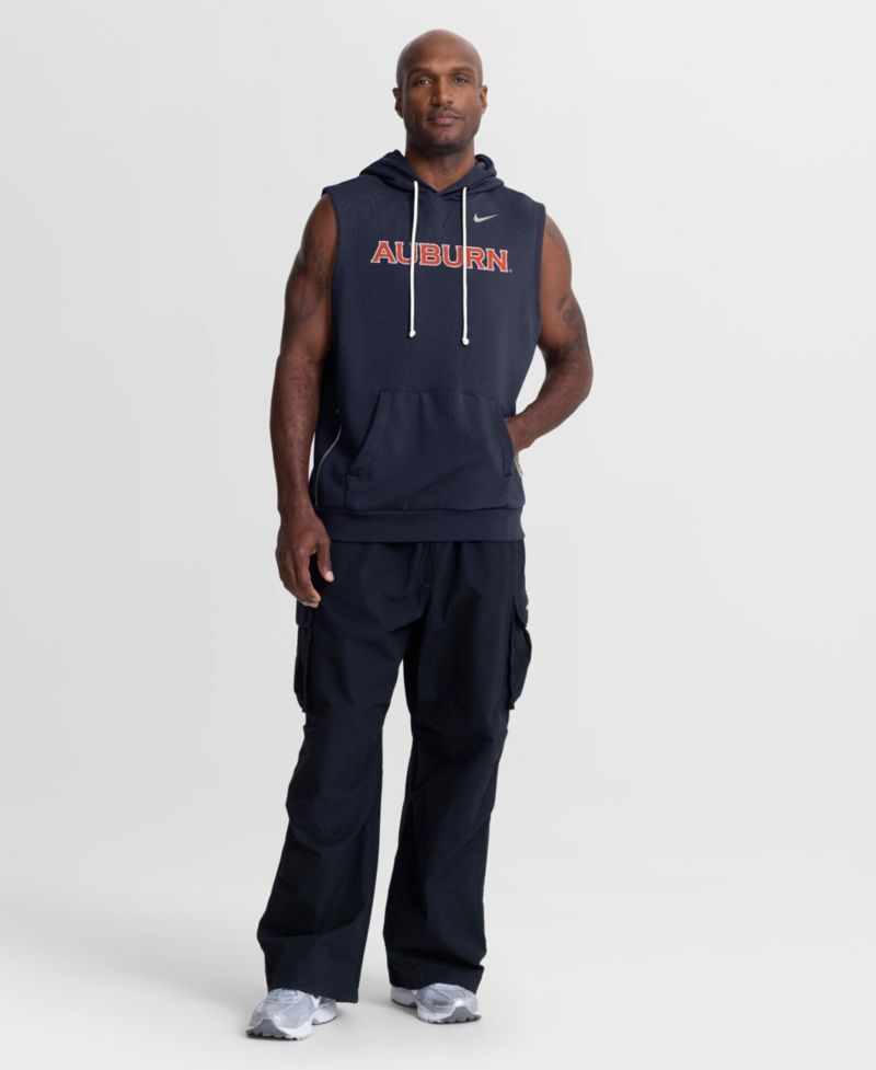 Men's Navy Auburn Tigers 2026 Sideline Sleeveless Dri-FIT Hoodie