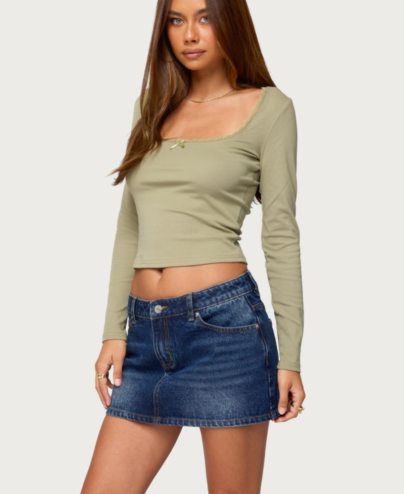 Women's Mora Lace Trim Ribbed T Shirt