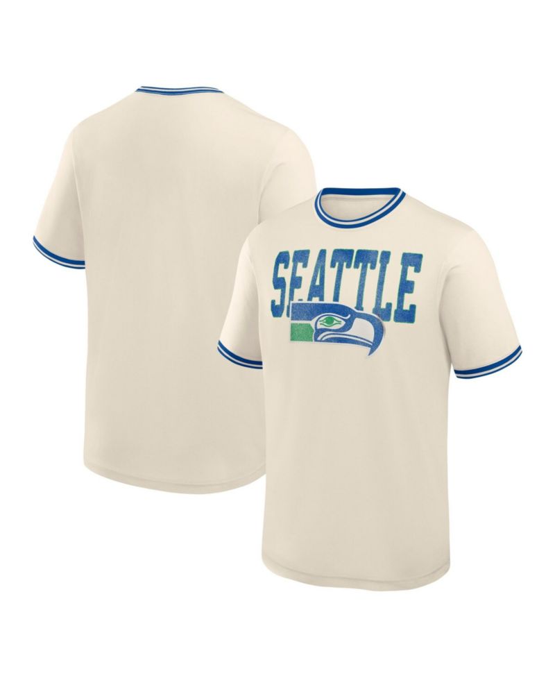 Men's Cream Seattle Seahawks Time Honored Tradition Ringer Fashion T-Shirt