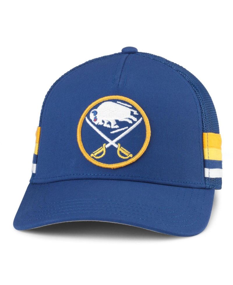 Men's Royal Buffalo Sabres HotFoot Side Stripes Adjustable Trucker Hat