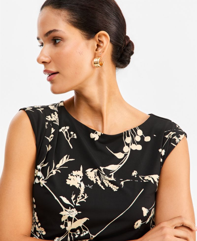 Women's Floral-Print Boat-Neck Blouse
