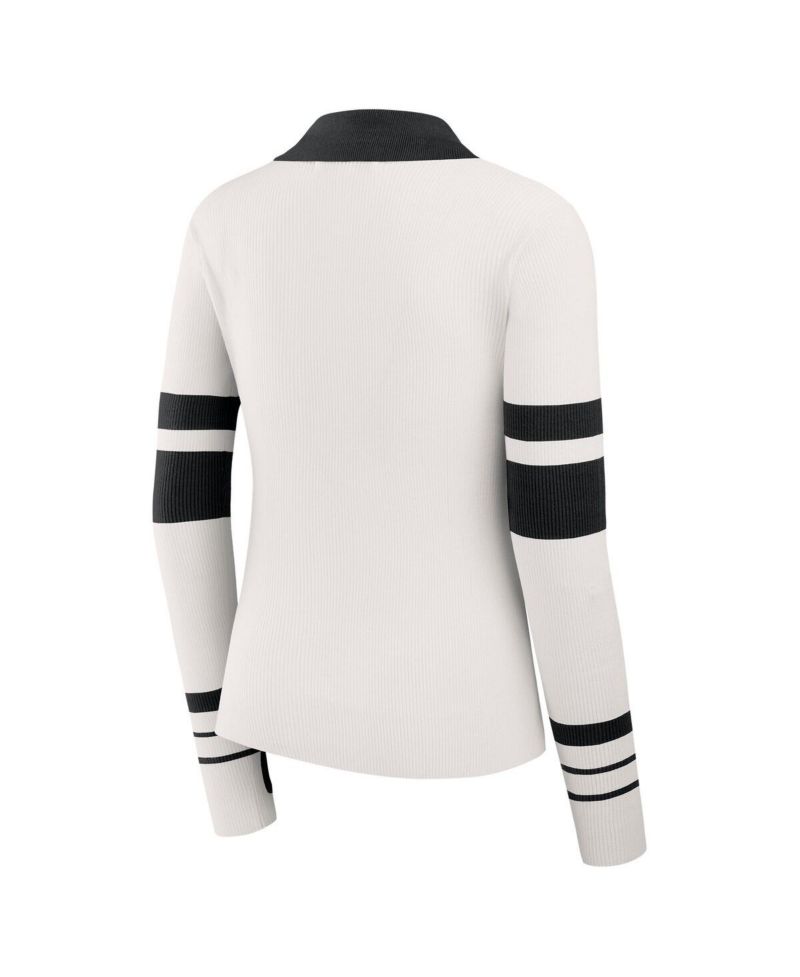 Women's White Cincinnati Bengals Ribbed Henley Polo Shirt