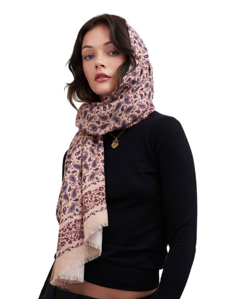 Paisley Folk Caramel Square Scarf