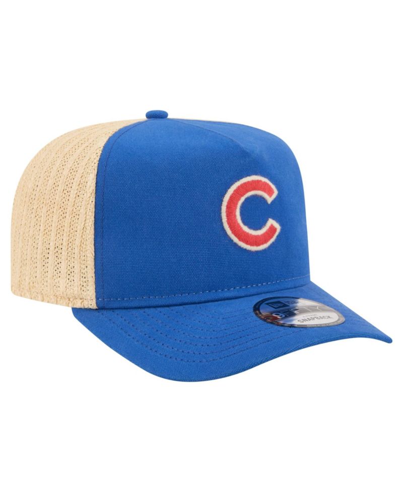 Men's Royal/Natural Chicago Cubs Grained 9FIFTY A-Frame Trucker Adjustable Hat