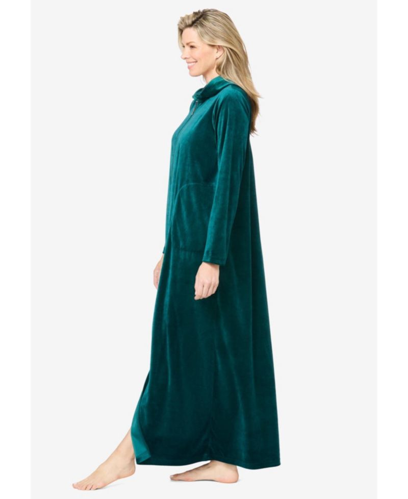 Plus Size Dreams and Co. Dreams and Co Hooded Velour Robe