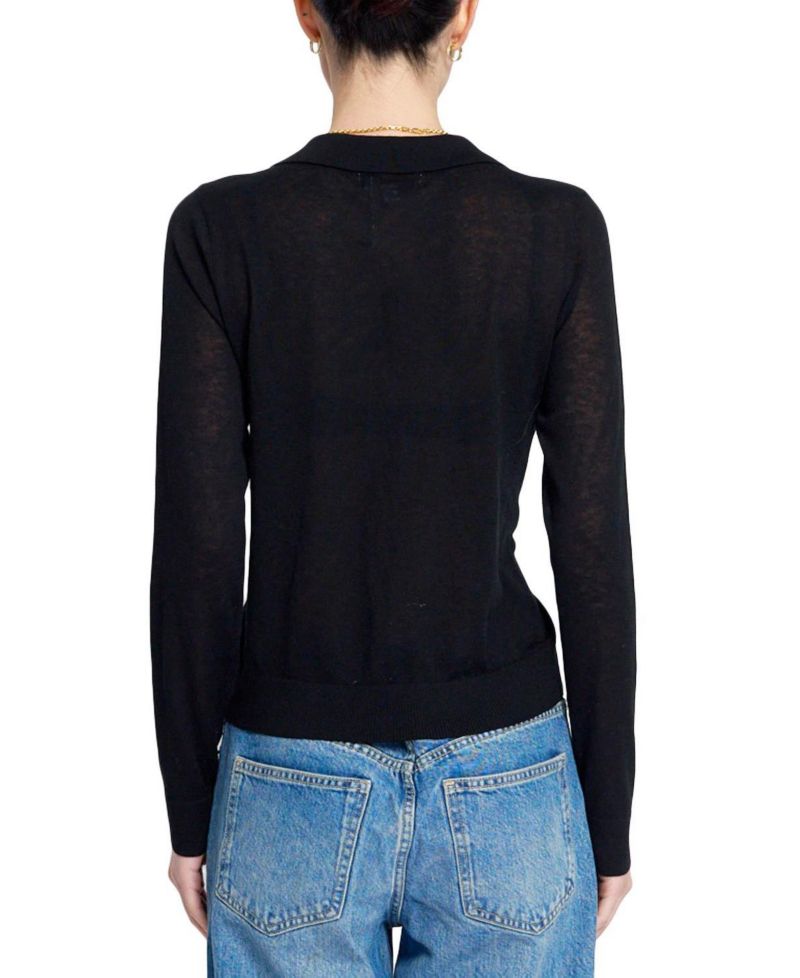 Women's Sienna Sheer Isla Button-Up Collared Long-Sleeve Sweater