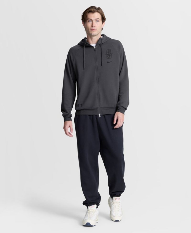 Men's Anthracite Seattle Mariners Authentic Collection Player Raglan Dri-FIT Full-Zip Hoodie
