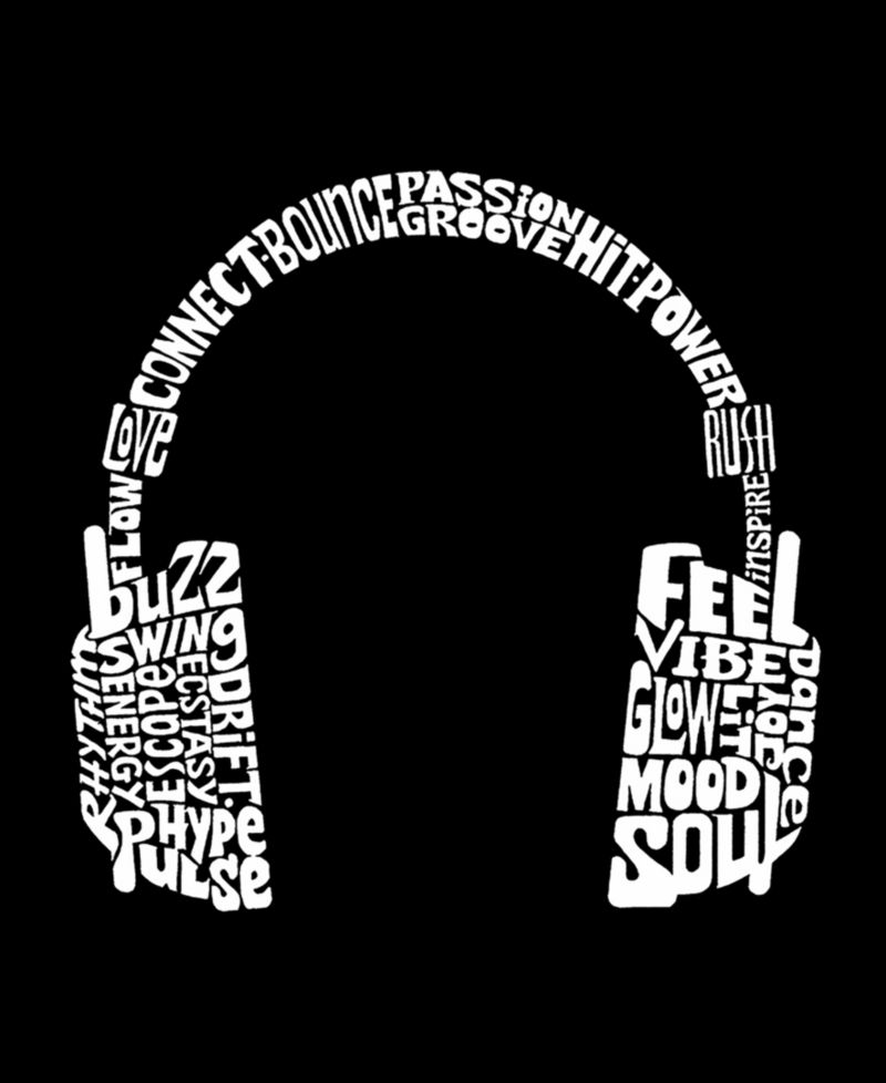 Women's Mood Headphones Word Art Pullover Top