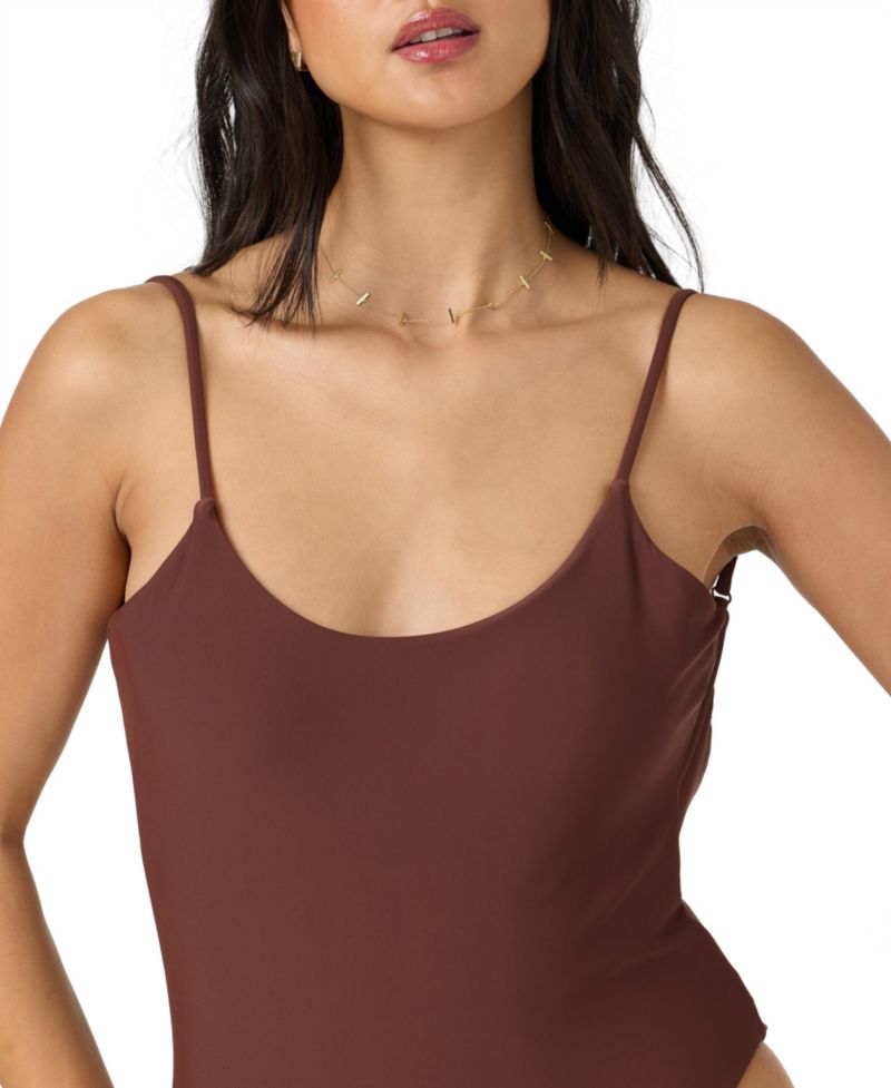 Juniors' Solid Scoop Front One-Piece Swimsuit