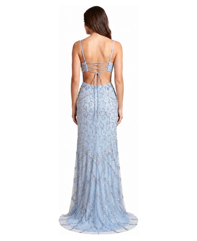 Women's Embellished Gown with Slit And Low Back