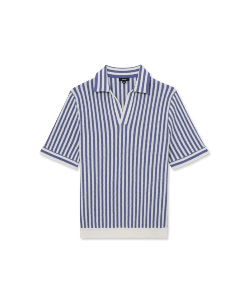 Men's Alba Open Collar Stripe Polo Shirt