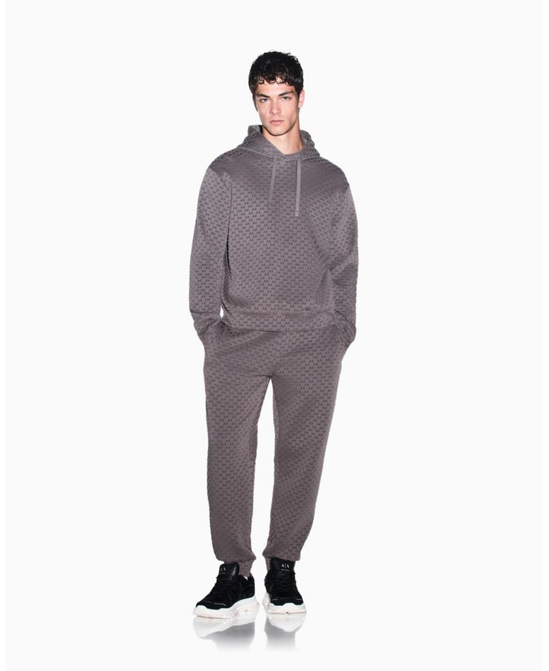 Men's Bonded Cotton Flocked All Over Logo Hoodie Sweatshirt