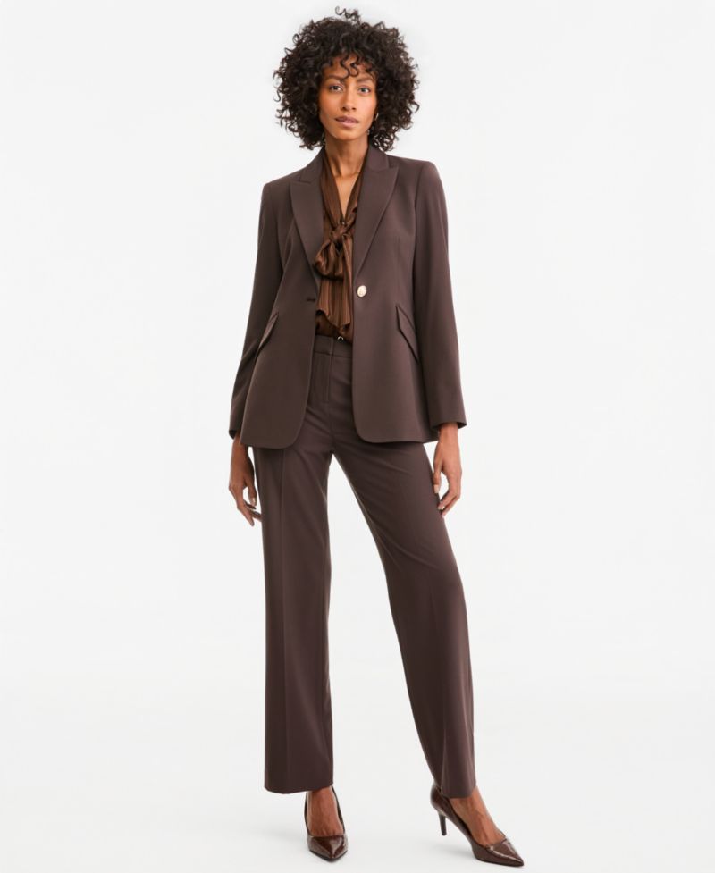 Petite One-Button Peak Lapel Stretch Blazer