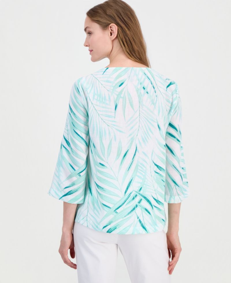 Women's Printed 3/4-Sleeve V-neck Top
