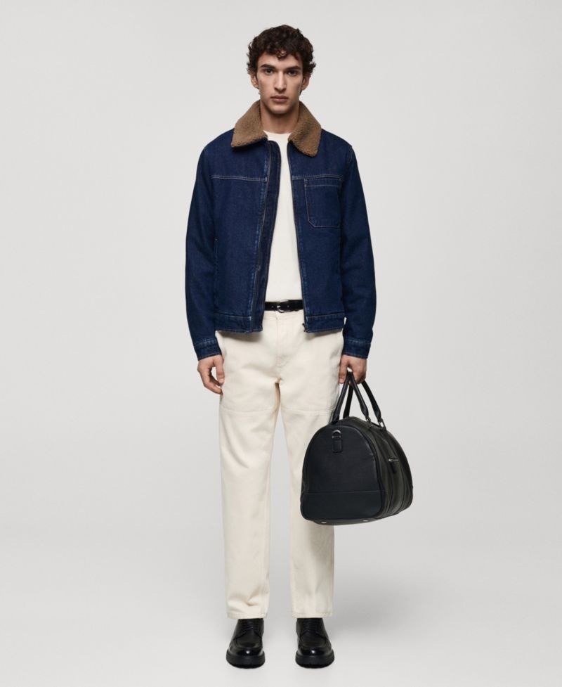Men's Shearling Lining Denim Jacket