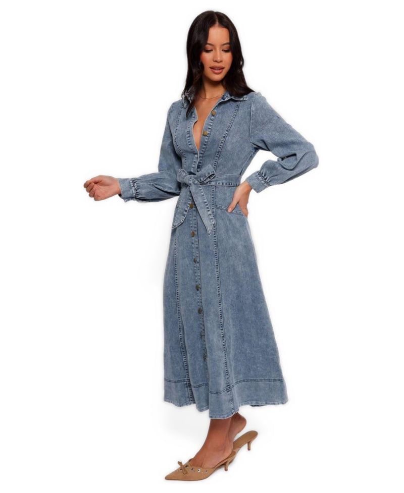 Emberly Long Sleeve Maxi Dress Women's Denim XS