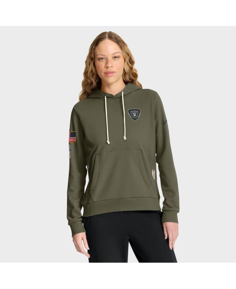 Women's Olive Las Vegas Raiders 2025 Salute to Service Sideline Standard Issue Dri-FIT Hoodie
