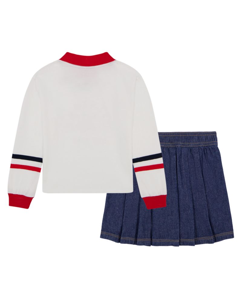 Girls' 2T-6X Ribbed Collared Top and Skort, 2-Piece Set