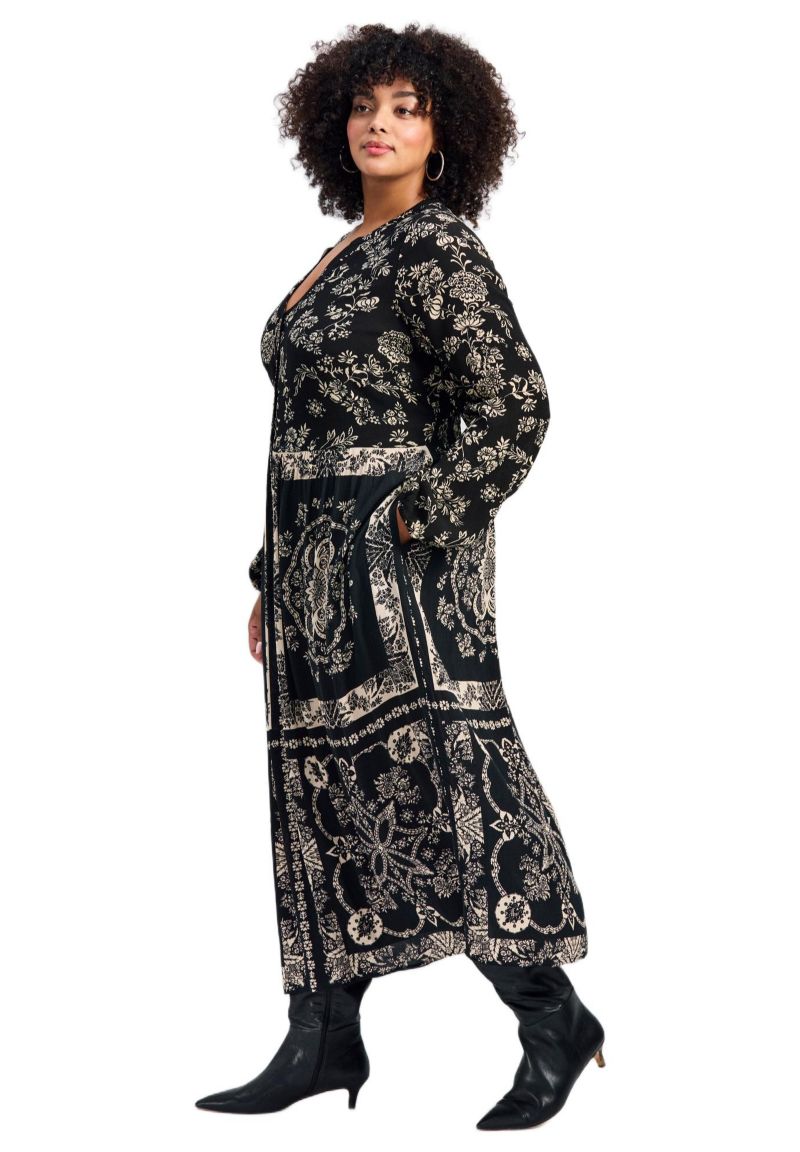 Women's Plus Size Eliana Scarf Placement Print Dress