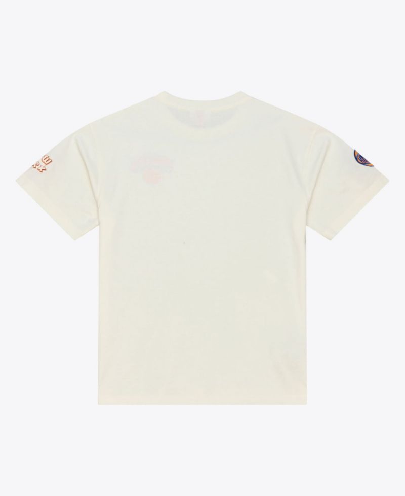 Men's Cream New York Knicks Hardwood Classics Chainstitch Premium T-Shirt