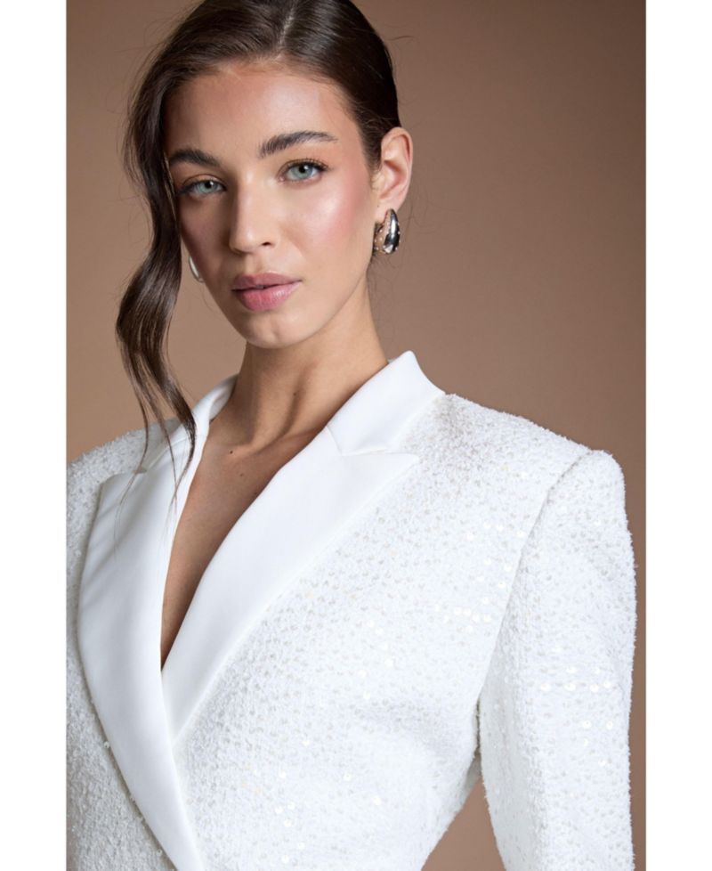 Women's Bridal Collared Neck Blazer Dress